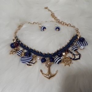 Anchor Necklace and Earrings Set